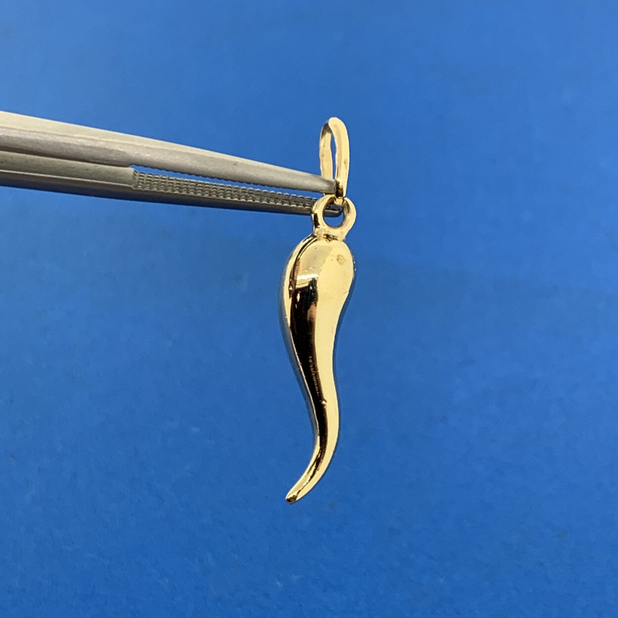 14K Yellow Gold Italian Horn Good Luck Symbol Charm Pendant