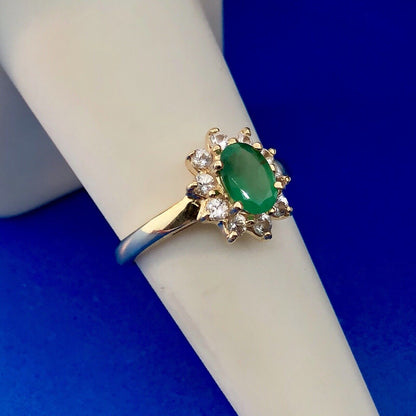 Estate 10K Yellow Gold Emerald Diamond May Anniversary Engagement Ring