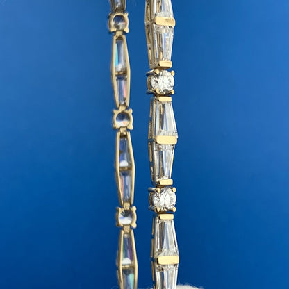 14K Yellow Gold Diamonique Brand Cubic Zirconia CZ Statement Tennis Bracelet
