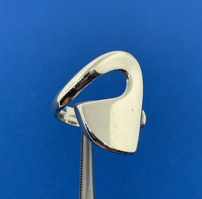 Vintage Sterling Silver 925 Modernist Abstract Signed Adjustable Cocktail Ring