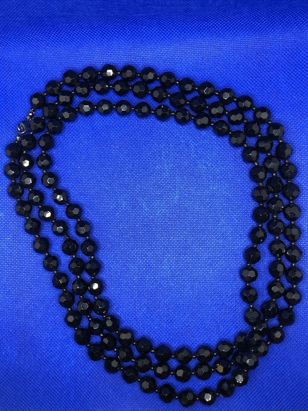 Runway Couture Faceted Jet Bead Statement Necklace