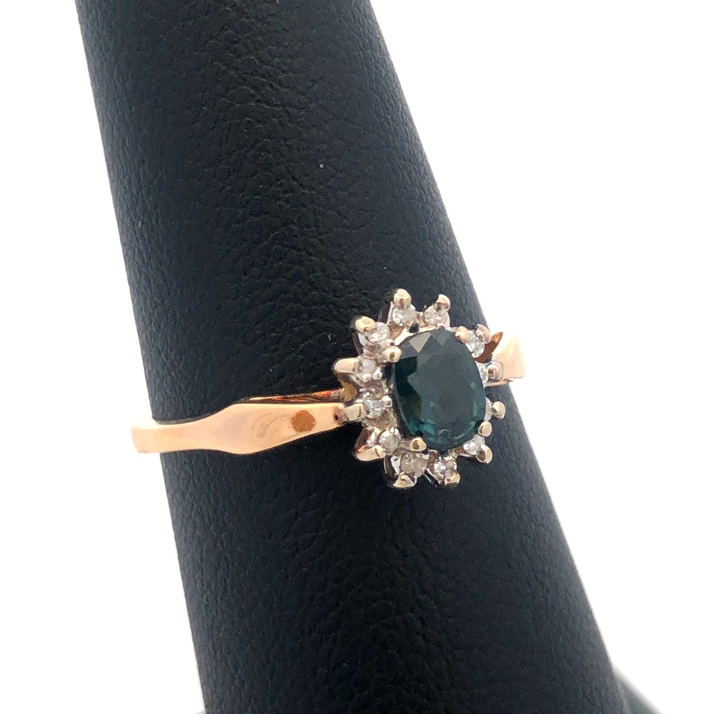 Vintage 14K Yellow Gold Sapphire Diamond Promise Engagement Anniversary Ring