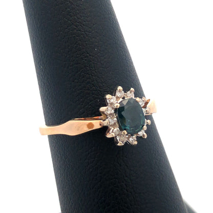 Vintage 14K Yellow Gold Sapphire Diamond Promise Engagement Anniversary Ring
