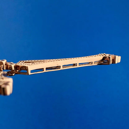 SR 14k Rose Gold Blue Tourmaline Ruby Diamond Faith Cross Pendant Enhancer