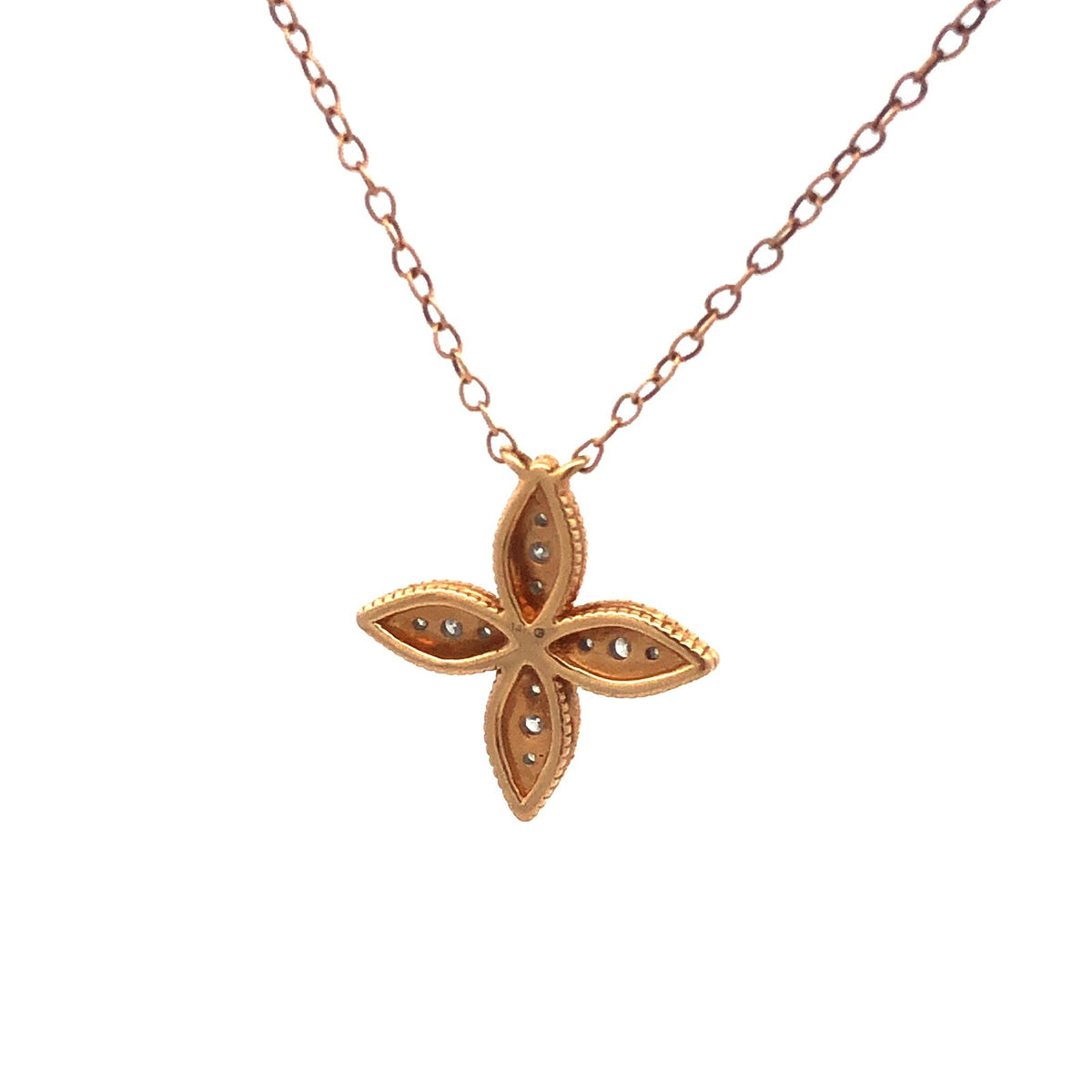 Designer 14K Yellow Gold Diamond Floral Pinwheel Necklace