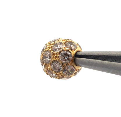 Gorgeous 14k Yellow Gold Sparkling Round Cut CZ Circular Sphere Bracelet Charm