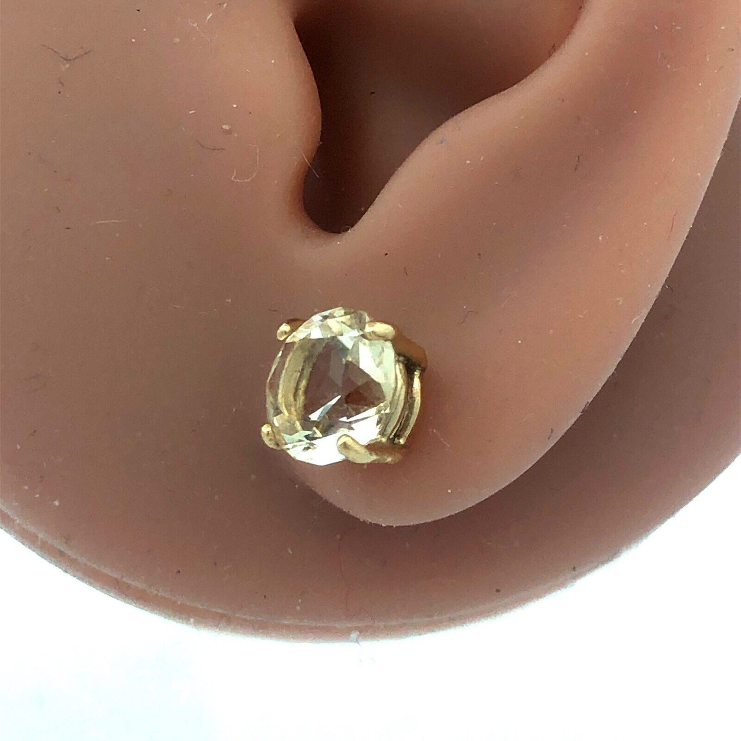 Stunning 14K Yellow Gold Honey Quartz Solitaire Statement Stud Earrings