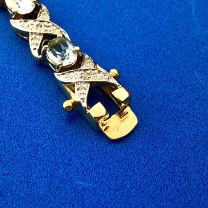 Designer DBJ Sterling Silver 925 Vermeil Blue Topaz Diamond X O Tennis Bracelet