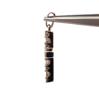 Designer SNJ 10K White Gold Round Baguette Diamonds Cross Pendant