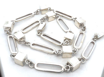 Estate Taxco TR-167 925 Sterling Silver Paper Clip Chain Statement Necklace