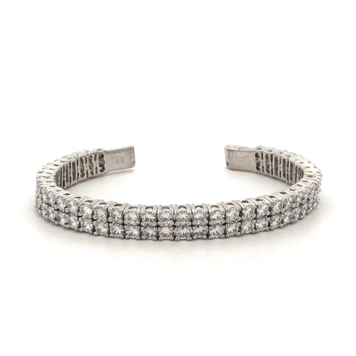 Designer ADT 925 Sterling Silver Round Cubic Zirconia CZ Tennis Cuff Bracelet
