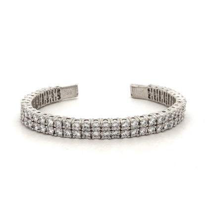 Designer ADT 925 Sterling Silver Round Cubic Zirconia CZ Tennis Cuff Bracelet