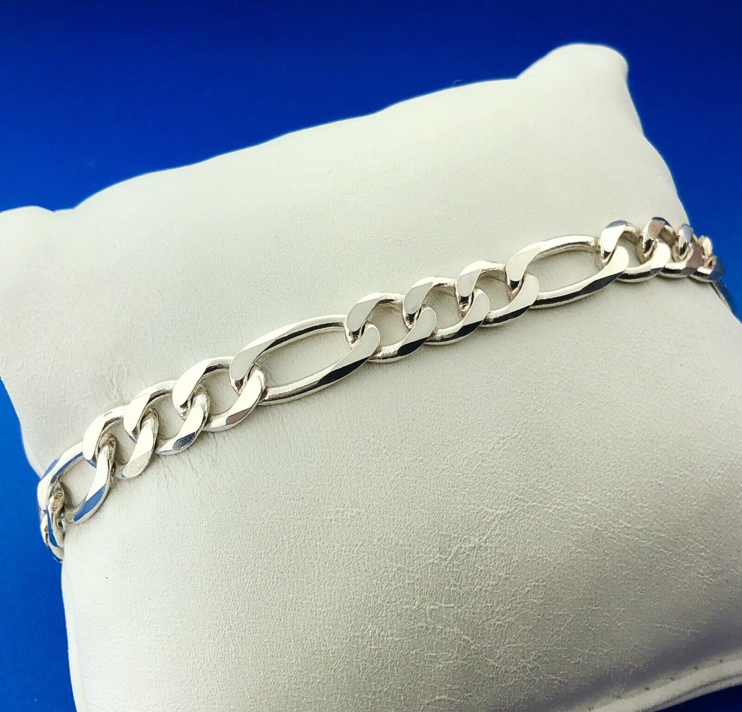 Milor Italy 925 Sterling Silver Unisex Figaro Link Statement Bracelet