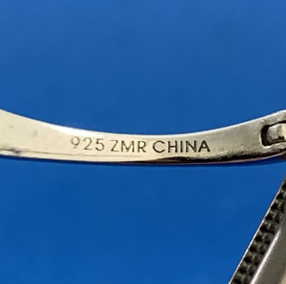 Designer 925 Sterling Silver Sapphire White Topaz Accented Huggie Hoop Earrings