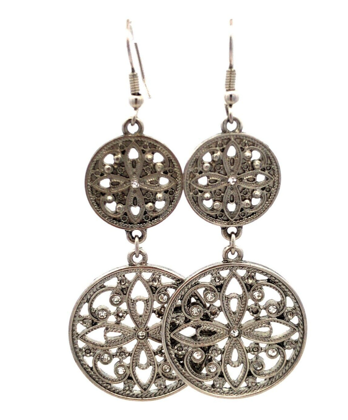 Fabulous Silver Tone Lot Of 5 Pairs Drop Dangle Crystal CZ Statement Earrings