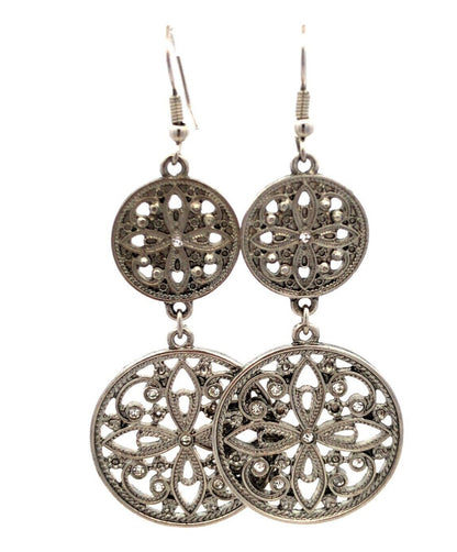 Fabulous Silver Tone Lot Of 5 Pairs Drop Dangle Crystal CZ Statement Earrings