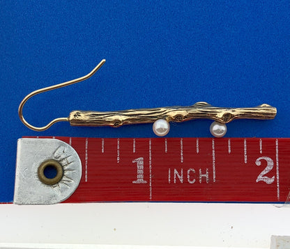 Mignon Faget Retired 14K Yellow Gold Pearl Exotica Collection Dangle Earrings