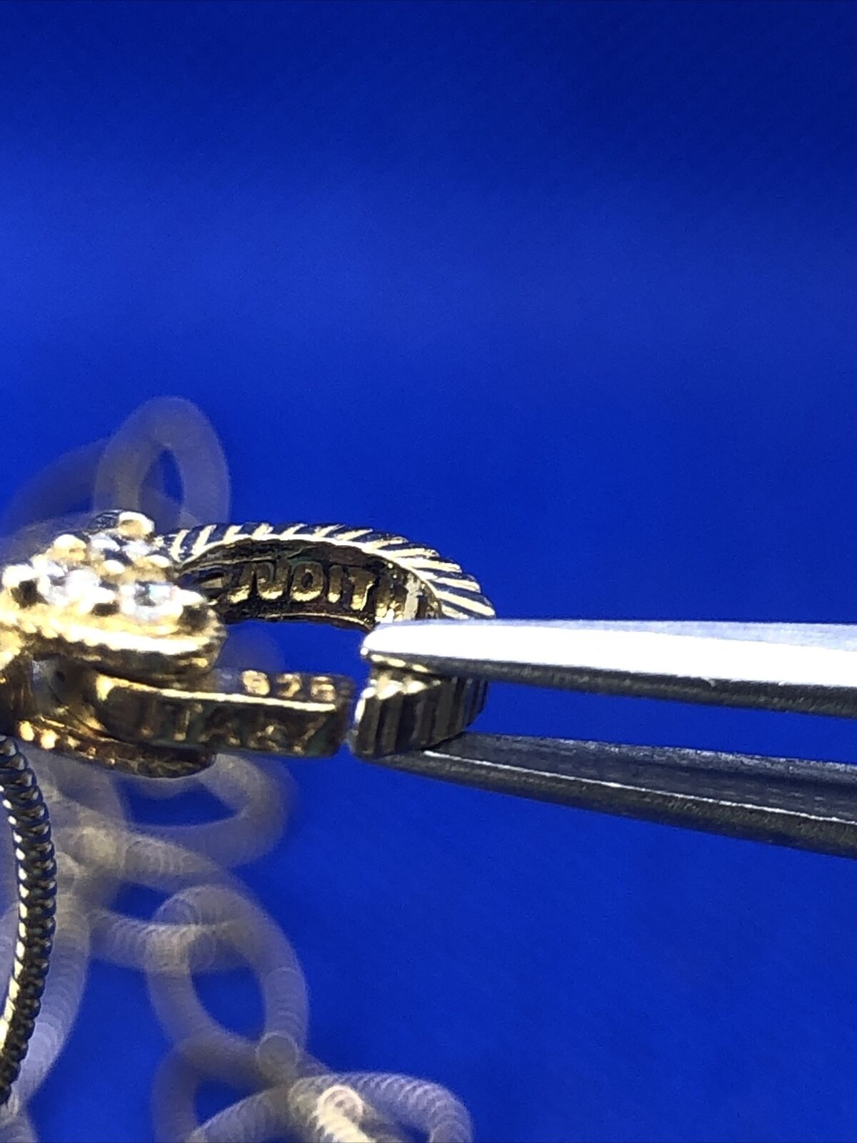 Designer Judith Ripka Vermeil 925 Sterling Silver CZ Oval Link Chain Necklace