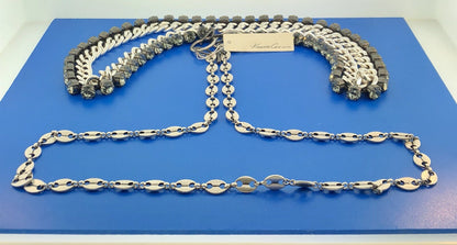 Kenneth Cole Silver Tone Crystal Triple Strand Statement Costume Necklace NWT