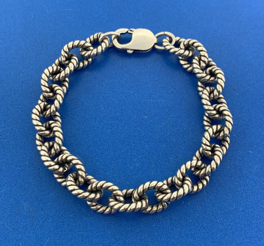 Designer Armbrust 925 Sterling Silver Circle Cable Link Statement Bracelet