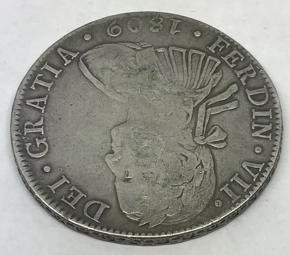 1809 TH Silver 8 Reales Mexico City Mint Pillar Dollar Colonial Coin