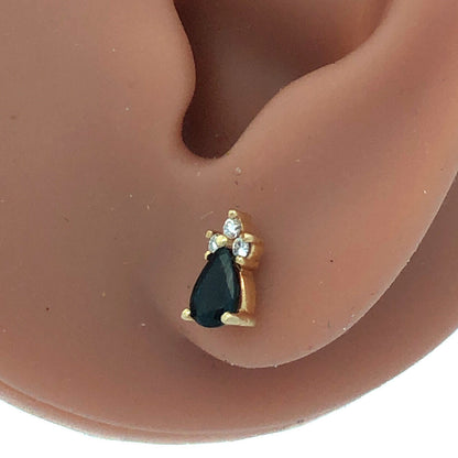 Designer 14K Yellow Gold London Blue Topaz Diamond Accented Stud Earrings