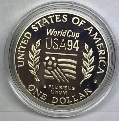 1994 S World Cup USA Commemorative Proof Silver Dollar OMP/COA