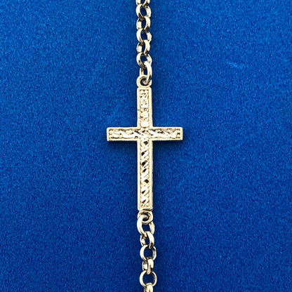Jacmel Mauritius JCM 925 Sterling Silver Cross Single Station Link Bracelet
