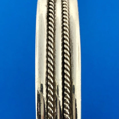 Classic 925 Sterling Silver Roped & Ribbed Statement Bangle Bracelet