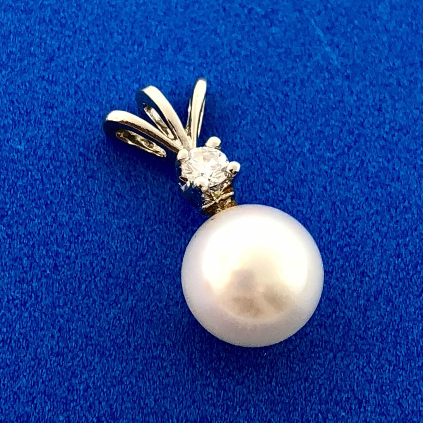 Chic 14K White Gold Pearl Diamond Wedding Birthstone Anniversary Charm Pendant