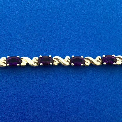 Sterling Silver 925 Oval Amethyst S Link February Anniversary Tennis Bracelet