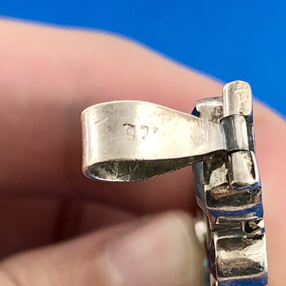 Sterling Silver 925 Multi Colored Shaped Gemstone Rectangular Statement Pendant