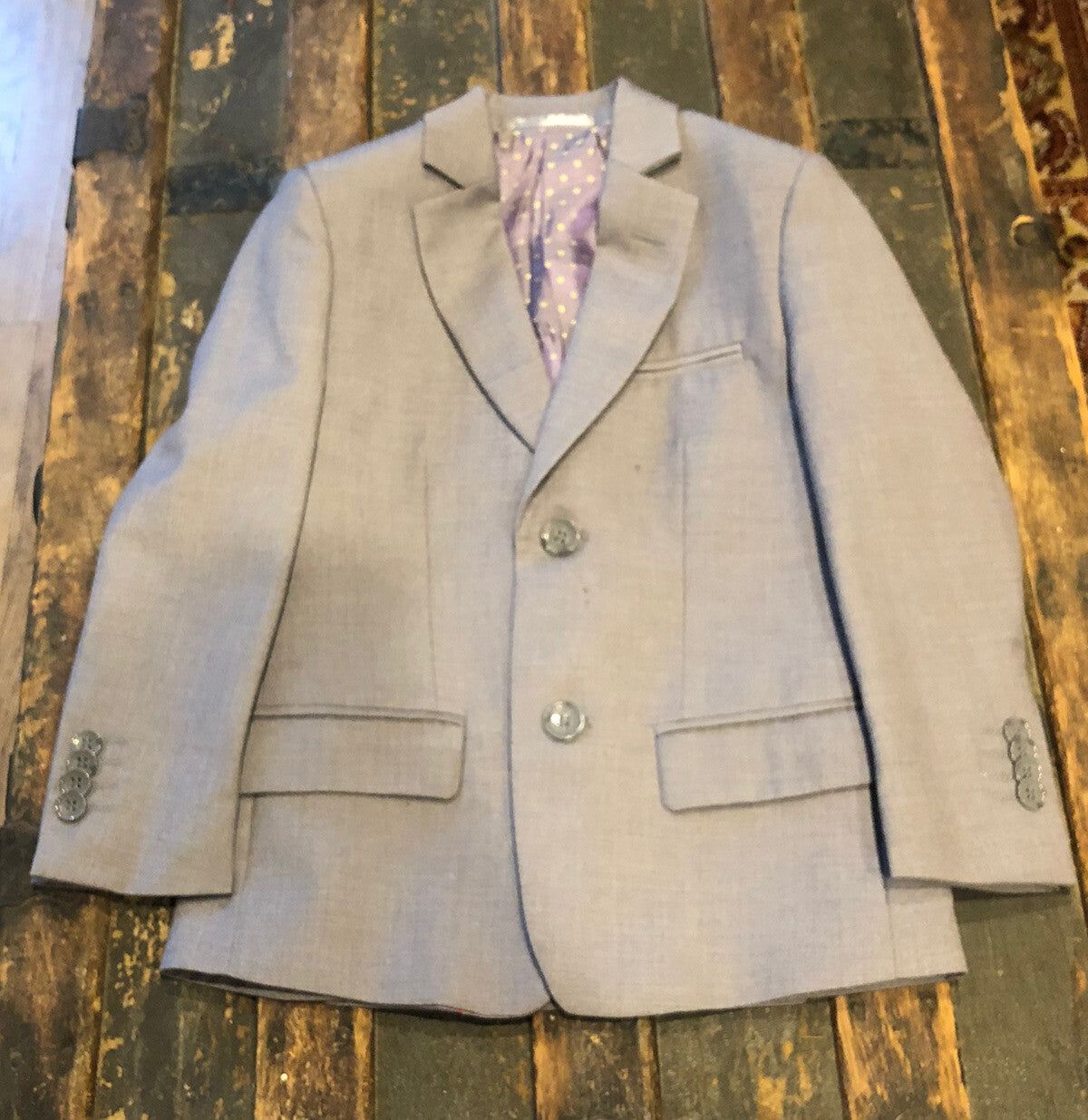 Designer Issac Mizrahi Boys Polyester Wool Blend Gray Size 6 2 Piece Suit