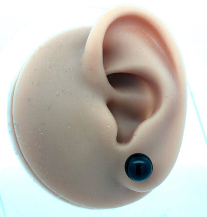 Gorgeous 14k Yellow Gold Onyx Black Sphere Bead Stud Earrings w/ Friction Backs