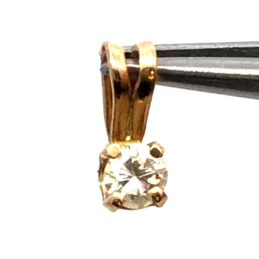 Classic 14K Yellow Gold Round Diamond Solitaire Pendant