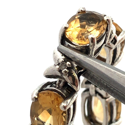 Designer HN 925 Sterling Silver Oval Yellow Citrine Diamond Tennis Bracelet