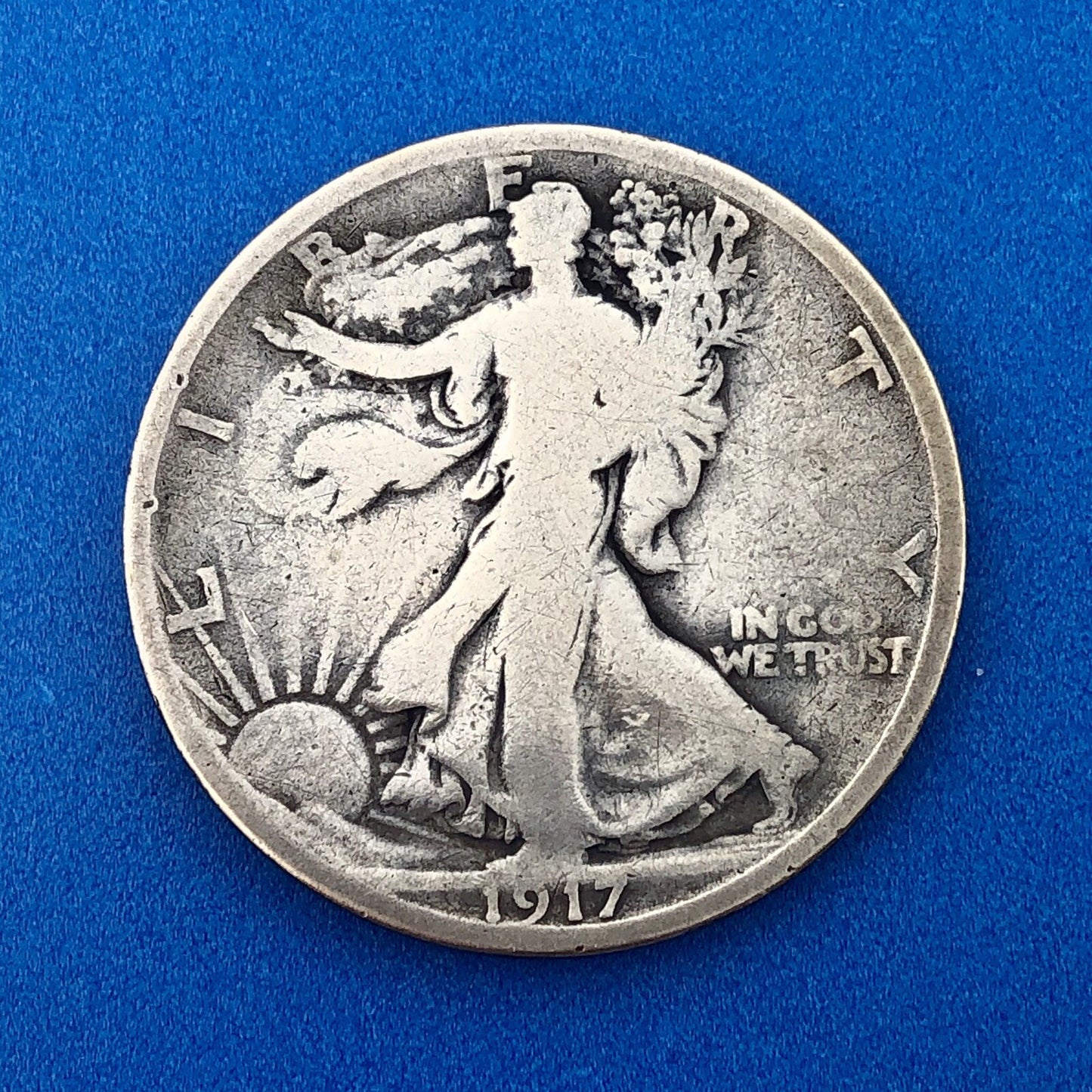 1917 S Reverse Silver Walking Liberty Half Dollar 50c Better Key San Fran Coin