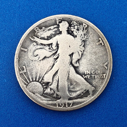1917 S Reverse Silver Walking Liberty Half Dollar 50c Better Key San Fran Coin