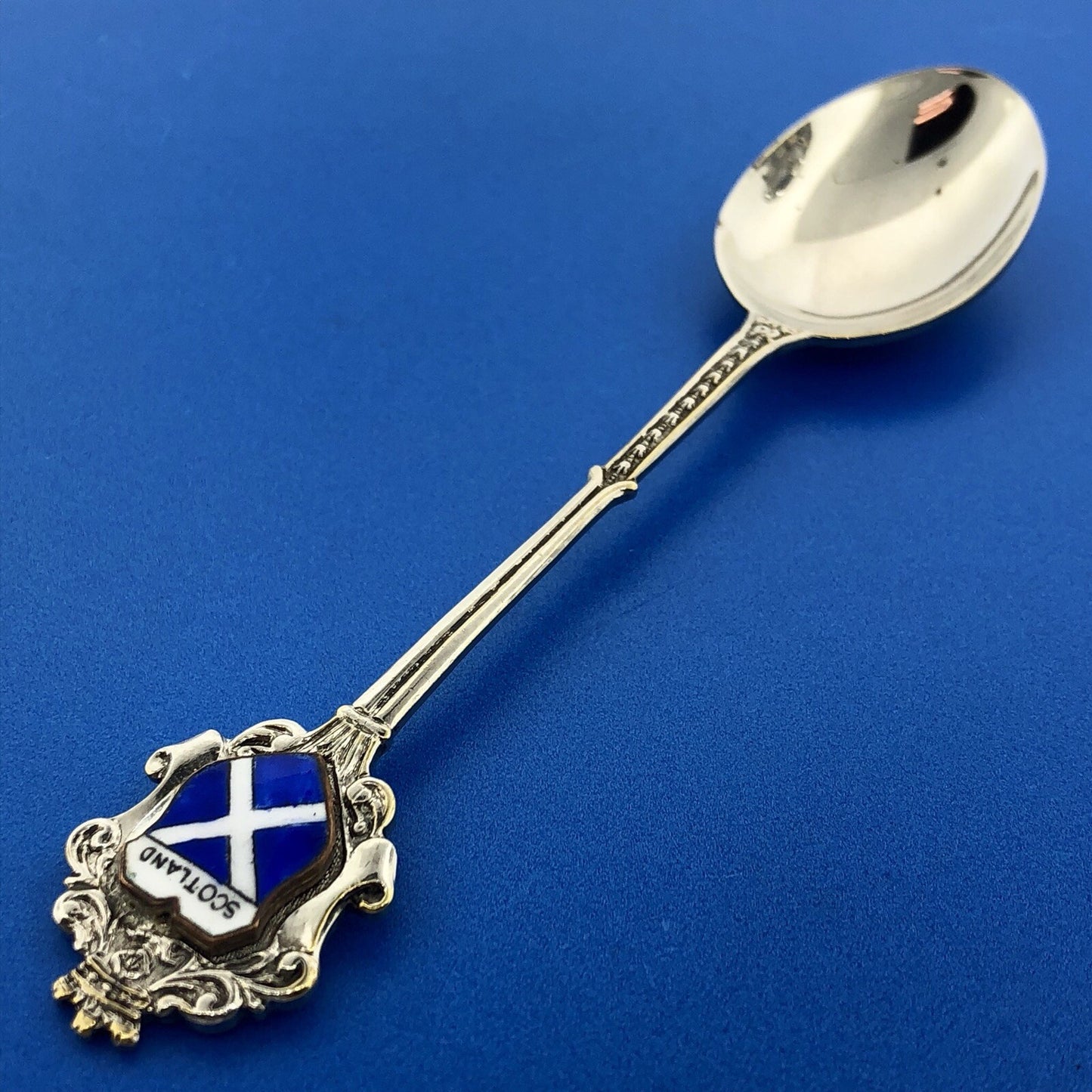Vintage Foreing EPNS Enamel Silver Tone Scotland Souvenir Spoon