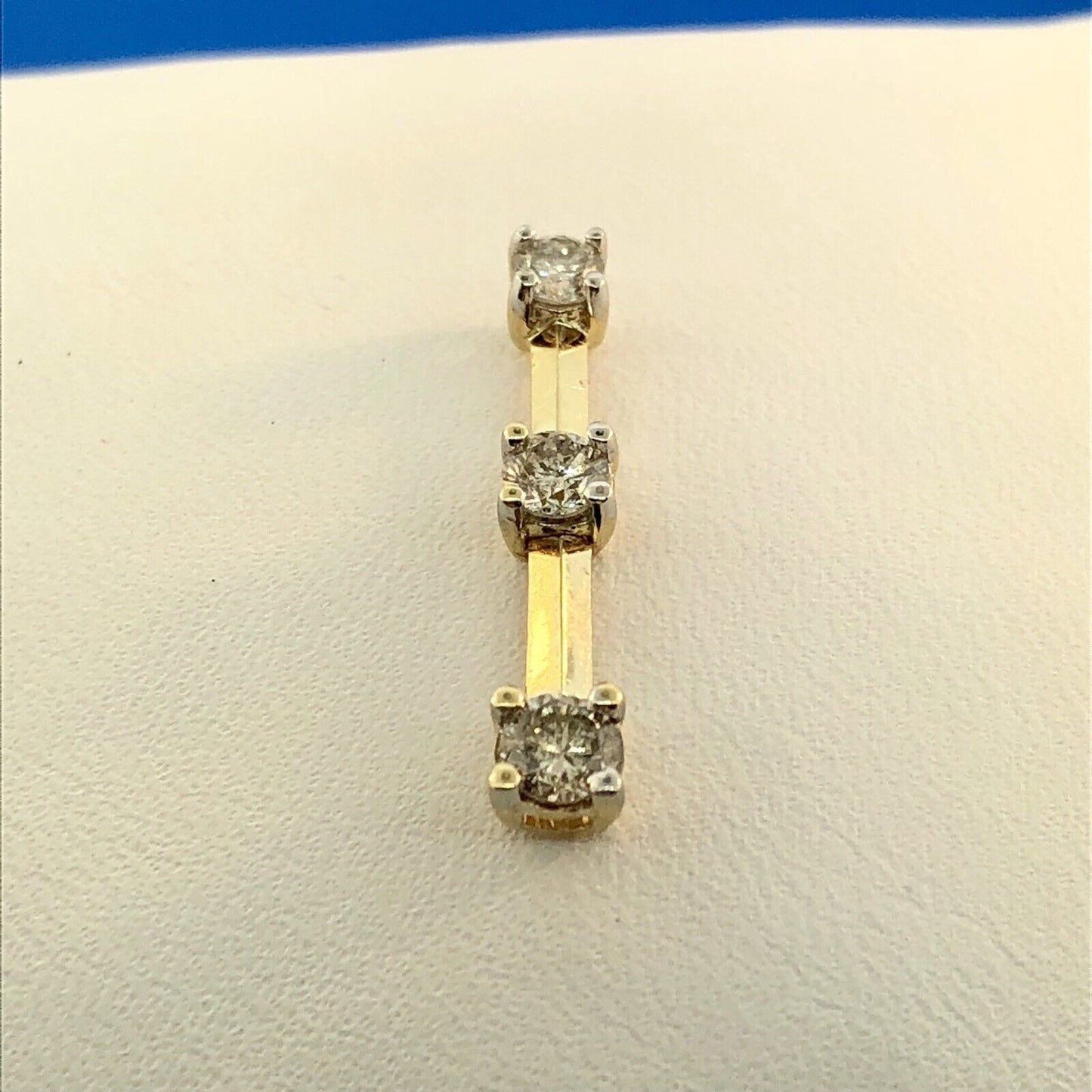 14K Yellow Gold Diamond Infinity Eternity Bridal Anniversary Bar Drop Pendant