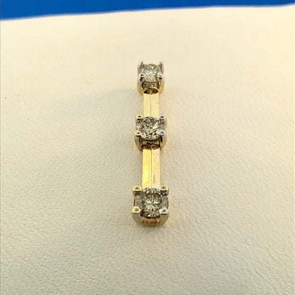 14K Yellow Gold Diamond Infinity Eternity Bridal Anniversary Bar Drop Pendant