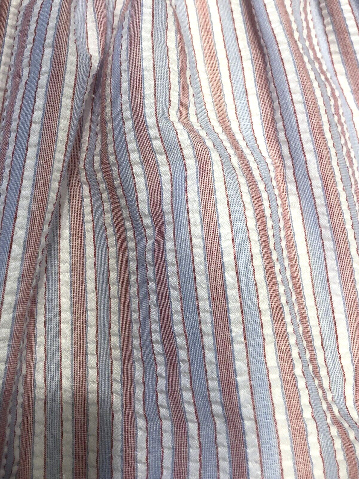 The Oaks Apparel Company Red White Blue Seersucker Girls Size 7 Lined Sundress