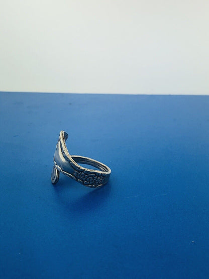 Vintage Sterling Silver 925 Floral Design Bypass Spoon Adjustable Ring