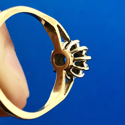 Vintage 14K Yellow Gold Sapphire Diamond Promise Engagement Anniversary Ring