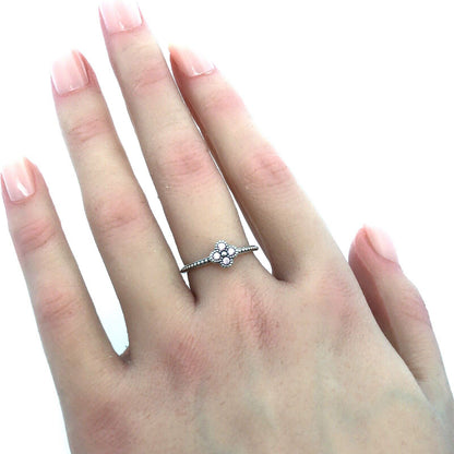 Authentic PANDORA Sterling Silver Pink CZ Retired Oriental Bloom 191001PCZ Ring