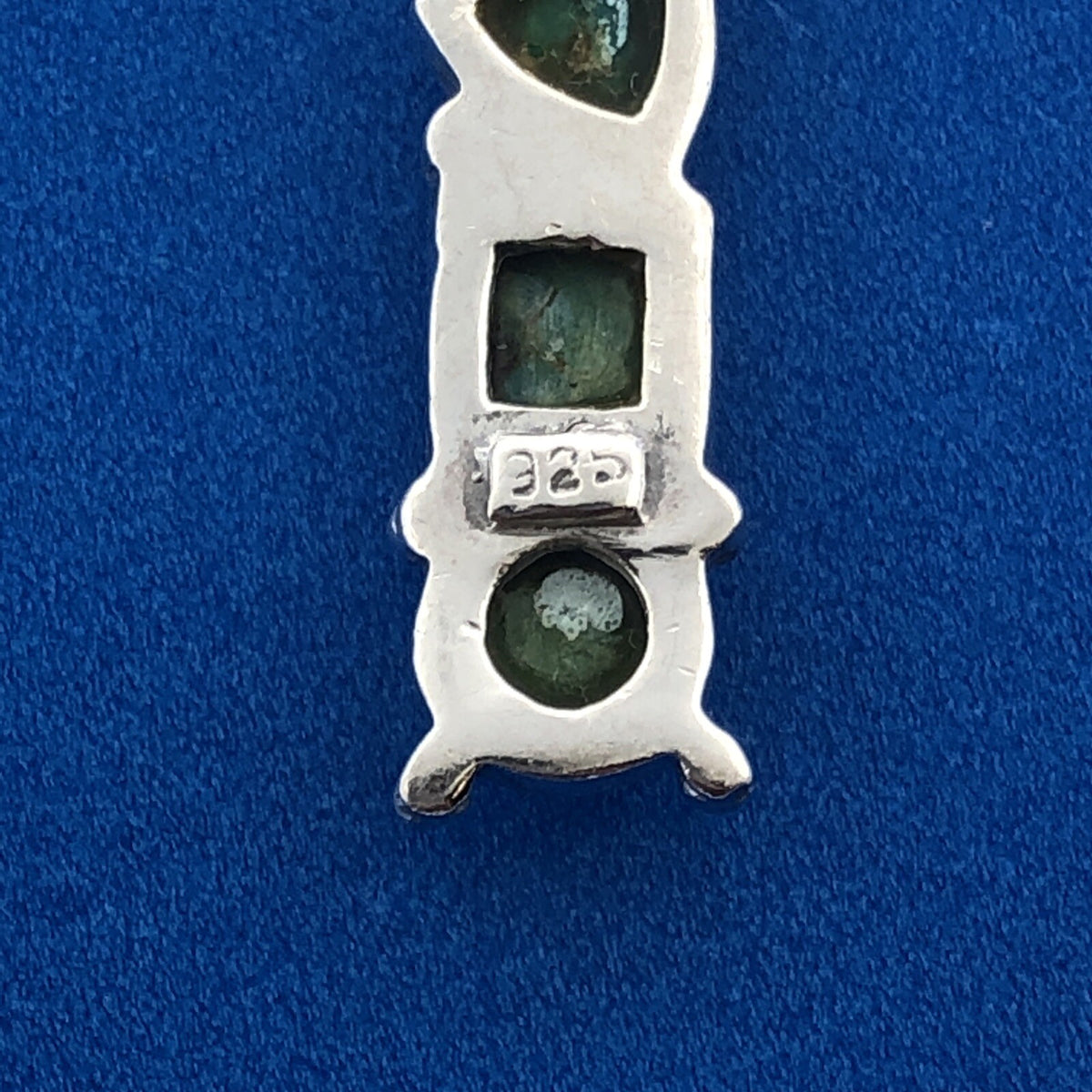 Sterling Silver 925 Multi-Shaped Cabochon Green Turquoise Dangle Hook Earrings