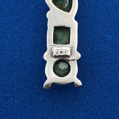 Sterling Silver 925 Multi-Shaped Cabochon Green Turquoise Dangle Hook Earrings