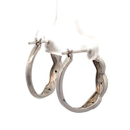Designer 925 Sterling Silver Black Diamond Round Hoop Earrings