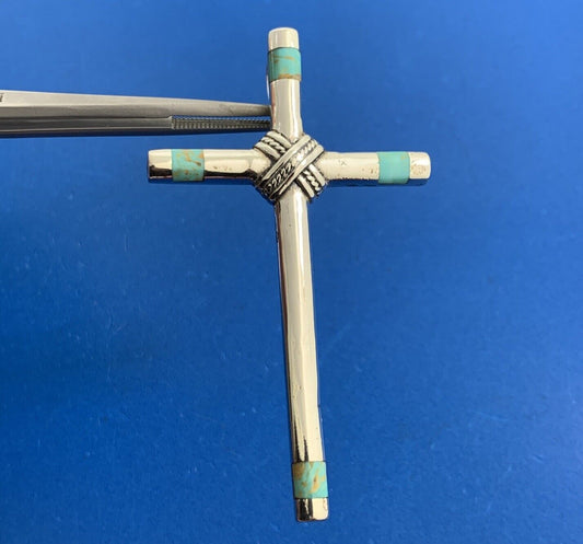 Silver Cloud Co 925 Sterling Silver Turquoise Inlay Statement Cross Pendant