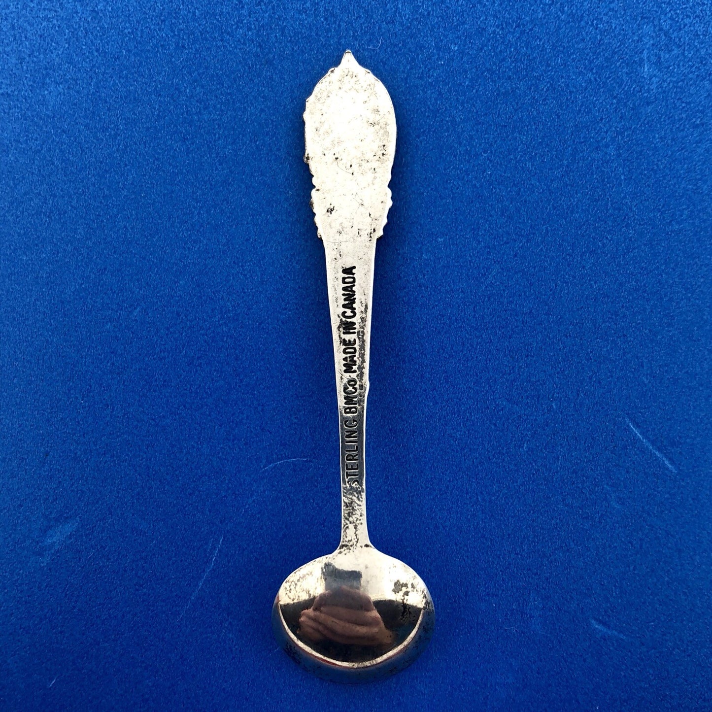 BMCo Sterling Silver Multi Color Enamel Canada Maple Leaf Souvenir Salt Spoon